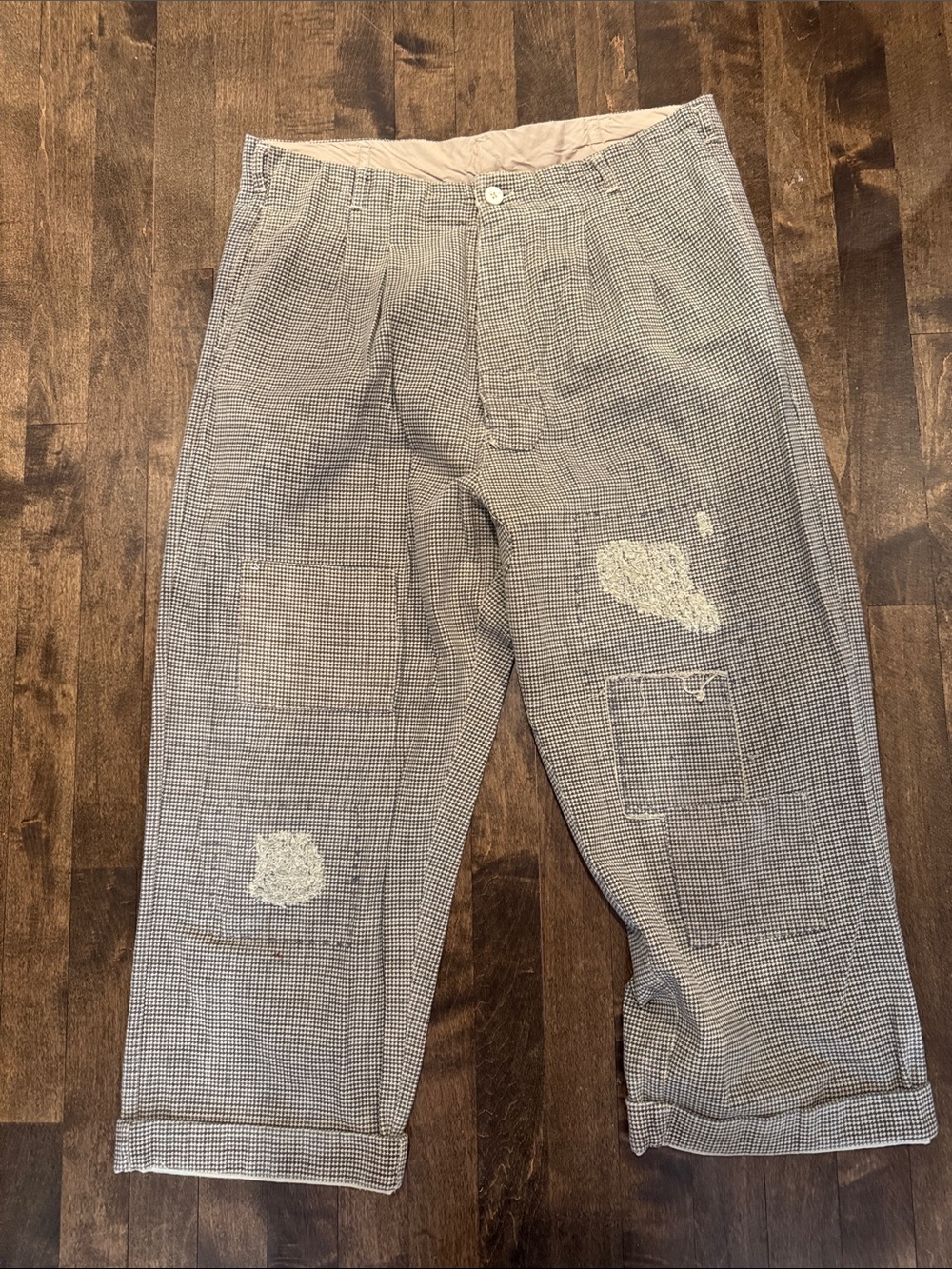 Magnolia Pearl Black & Cream Checked Patchwork Trousers